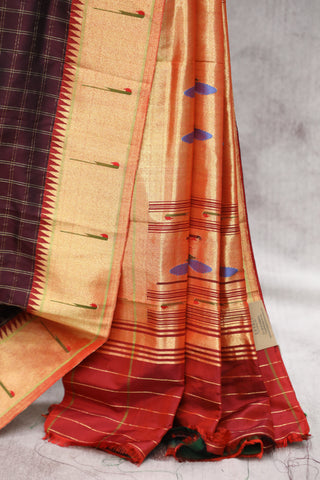 Wine Silk Paithani Saree - SRWSPS479