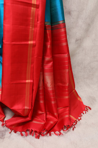 Two Tone Peacock Kanjeevaram Silk Saree-SRTTPKSS359