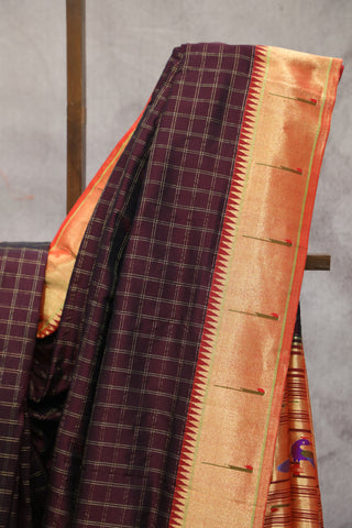 Wine Silk Paithani Saree - SRWSPS479