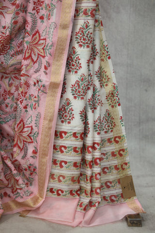 Pink Cotton Silk Chanderi Saree  - SRPCSCS23EX