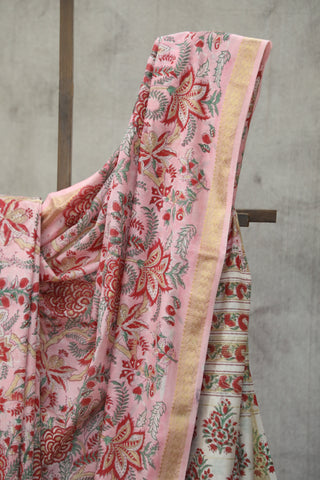 Pink Cotton Silk Chanderi Saree  - SRPCSCS23EX