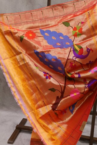 Peach Silk Paithani Saree - SRPSPS467