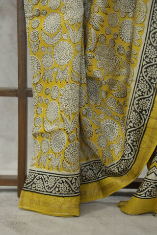 Yellow HBP Cotton Silk Chanderi Saree - SRYSCS653EX