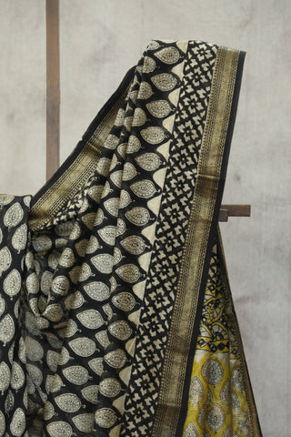 Black White HBP Cotton Silk Chanderi Saree - SRBWSCS645EX