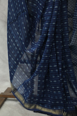 Indigo Cotton Silk Chanderi Saree  - SRICSCS56EX