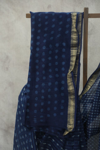 Indigo Cotton Silk Chanderi Saree  - SRICSCS56EX