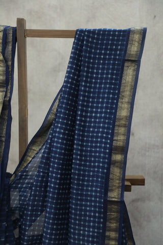 Indigo Cotton Silk Chanderi Saree  - SRICSCS56EX