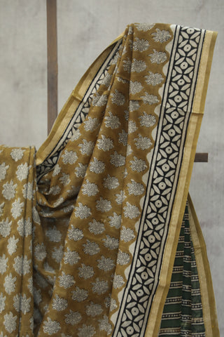 Beige  HBP Cotton Silk Chanderi Saree  - SRBCSCS001EX