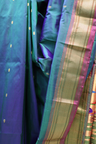 Two Tone Blue Silk Paithani Saree - SRTTBSCPS406