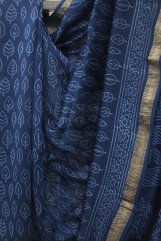 Dark Blue HBP Cotton Silk Saree With Maheshwari Border - SRDBCSS770