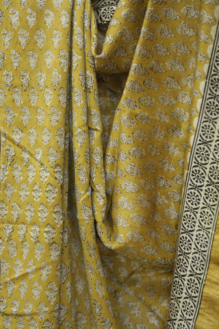 Olive Yellow HBP Cotton Silk Saree With Maheshwari Border - SROYCSS768