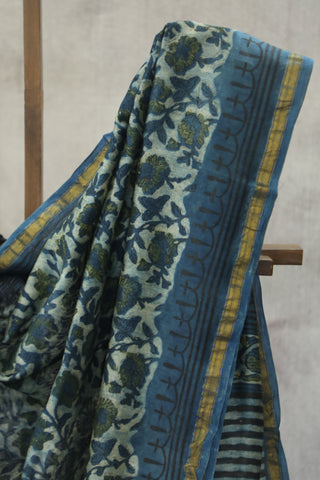 Blue HBP Cotton Silk Chanderi Saree - SRBCSCS651