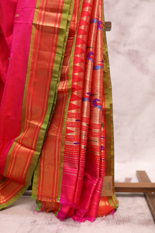 Dark Pink Silk Paithani Saree - SRSDPS342