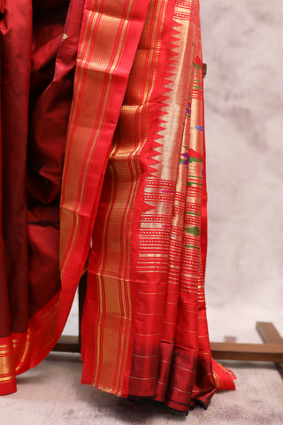 Maroon Silk Paithani Saree - SRMSPS335