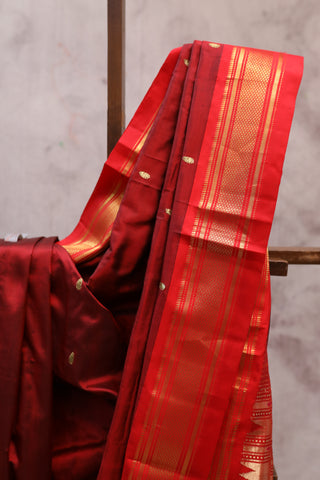 Maroon Silk Paithani Saree - SRMSPS335