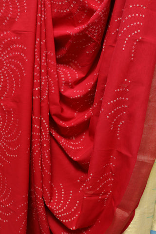 Red Bandhani Cotton Paithani Saree - SRRBCPS240