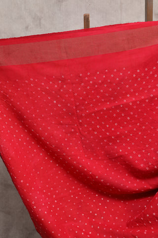 Red Bandhani Cotton Paithani Saree - SRRBCPS242