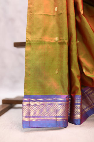 Orange Green Silk Paithani Saree - SRSOGS343