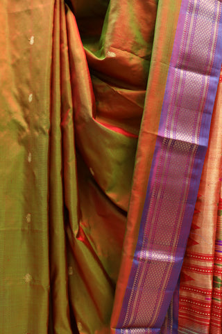 Orange Green Silk Paithani Saree - SRSOGS343