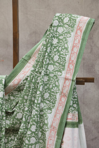 Green HBP Cotton Saree - SRGCS1390