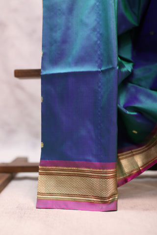 Peacock Blue Silk Paithani Saree - SRSPBSPS354