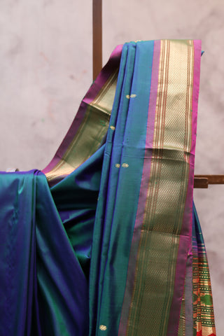 Peacock Blue Silk Paithani Saree - SRSPBSPS354