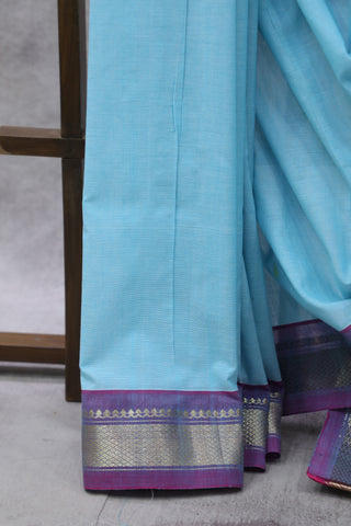 Sky Blue Cotton Paithani Saree-SRSBCPS359