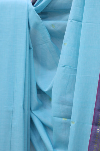 Sky Blue Cotton Paithani Saree-SRSBCPS359