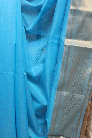 Sky Blue Cotton Silk Maheshwari Saree - SRSBCSMS364