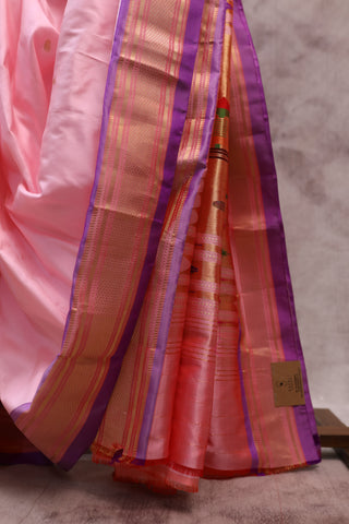 Baby Pink Silk Paithani Saree - SRSBPS341