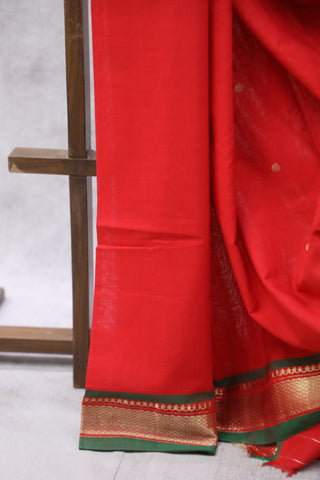 Red Cotton Paithani Saree - SRRCPS376