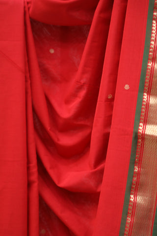 Red Cotton Paithani Saree - SRRCPS376