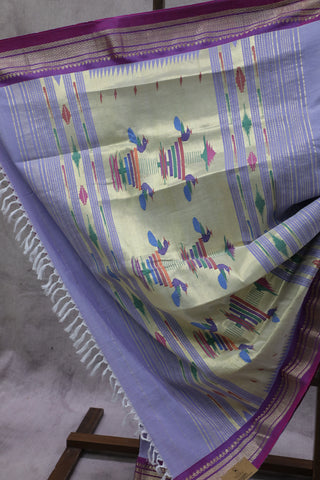 Lavender Cotton Paithani Saree-SRLCPS358