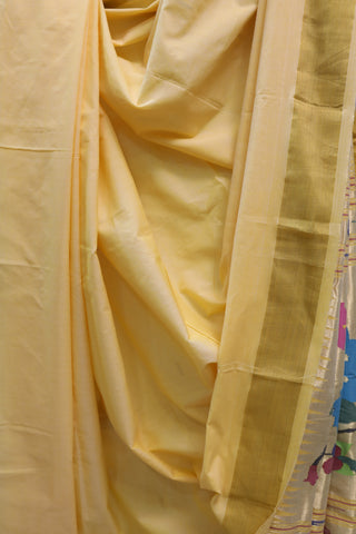 Pastel Yellow Cotton Paithani Saree - SRPYCPS411