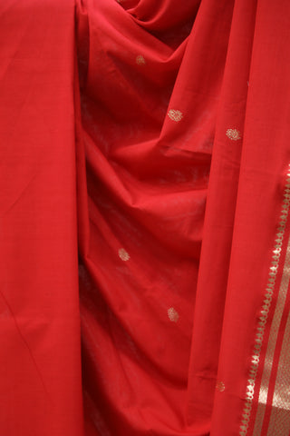 Red Cotton Paithani Saree-SRRCPS355