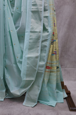 Aqua Cotton Paithani Saree - SRACPS409