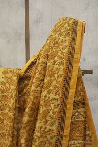 Mustard Yellow HBP Cotton Silk Chanderi Saree - SRMYCSCS650