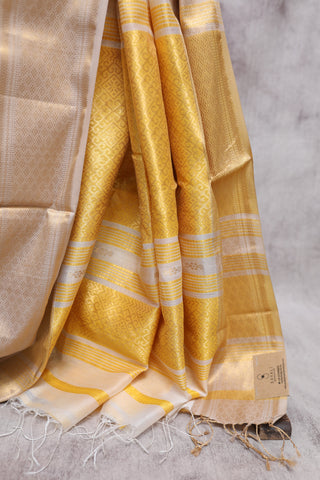 Off-White Cotton Silk Maheshwari Saree - SROWCSMS370