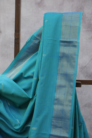 Two Tone Blue Cotton Paithani Saree-SRBCPS352