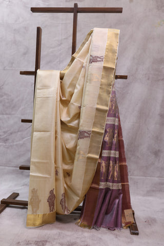 Beige Kosa Tussar Silk Saree - SRBKTSS748