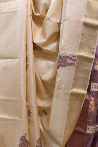 Beige Kosa Tussar Silk Saree - SRBKTSS748