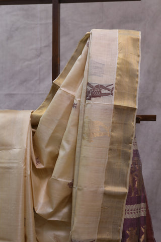 Beige Kosa Tussar Silk Saree - SRBKTSS748