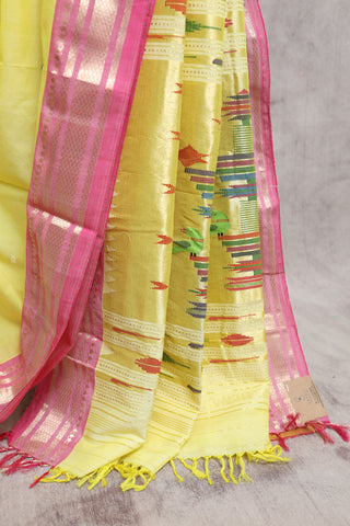 Yellow Cotton Paithani Saree-SRYCPS272