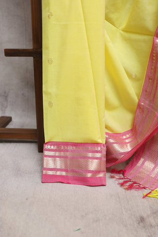 Yellow Cotton Paithani Saree-SRYCPS272