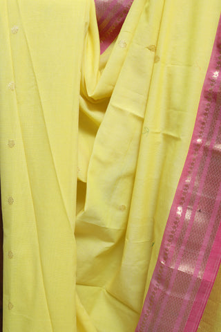 Yellow Cotton Paithani Saree-SRYCPS272