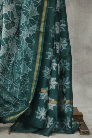 Green Cotton Silk Chanderi Saree  - SRCCSCS121EX