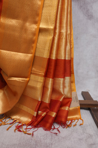 Brick Orange Cotton Silk Maheshwari Saree - SRBOCSMS328