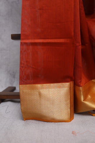 Brick Orange Cotton Silk Maheshwari Saree - SRBOCSMS328