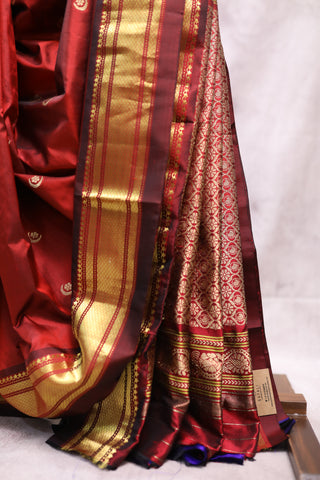 Maroon Silk Chandrakor Paithani Saree - SRMSPS430