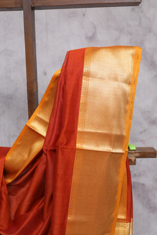 Brick Orange Cotton Silk Maheshwari Saree - SRBOCSMS328